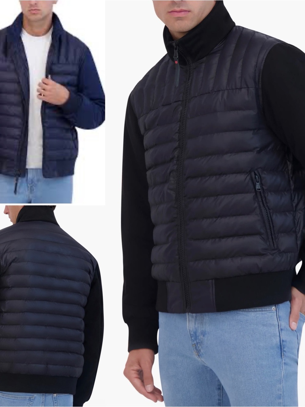 Robert Graham Men's Navy Blue Quilted Bomber Jacket NWT | Small | Floral Lining - Picture 1 of 15
